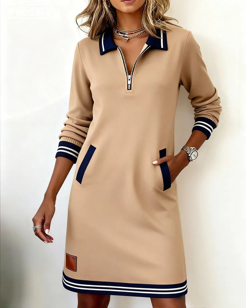 Chic Long-Sleeved Cotton Dress