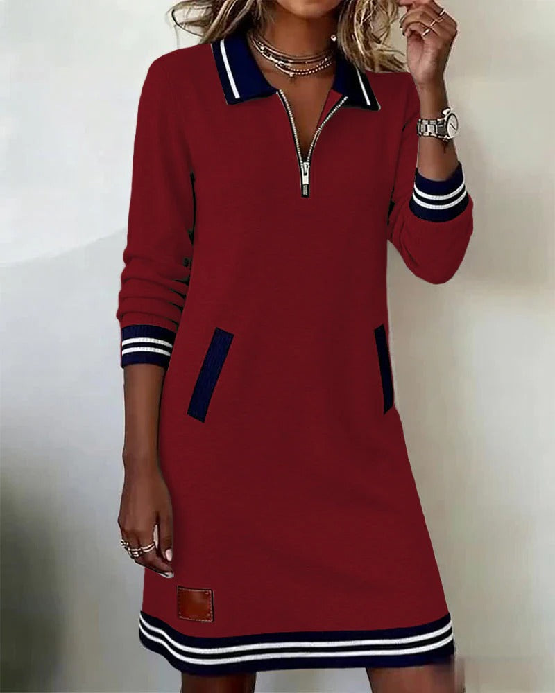 Chic Long-Sleeved Cotton Dress