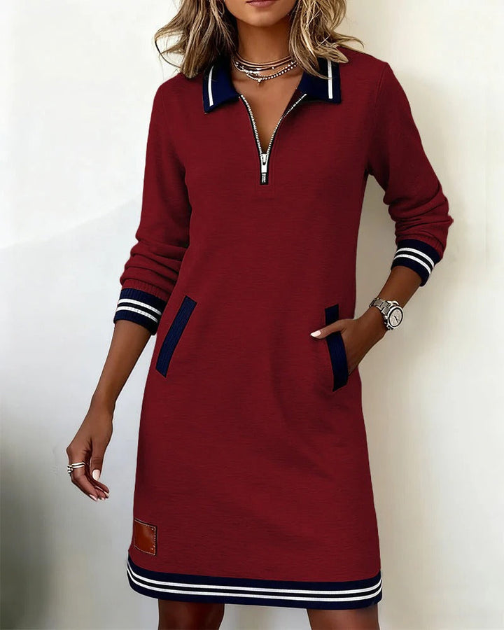 Chic Long-Sleeved Cotton Dress