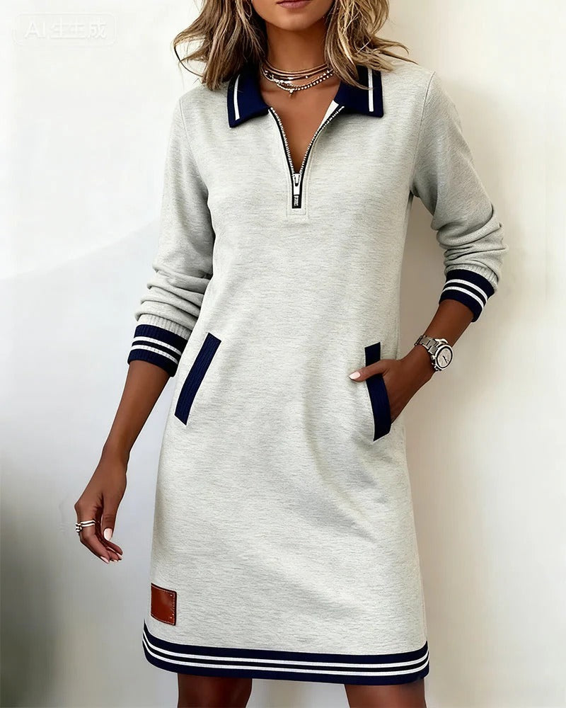 Chic Long-Sleeved Cotton Dress