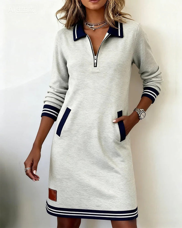 Chic Long-Sleeved Cotton Dress