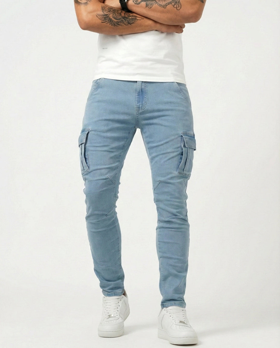 Elastic Navy Cargo Pants