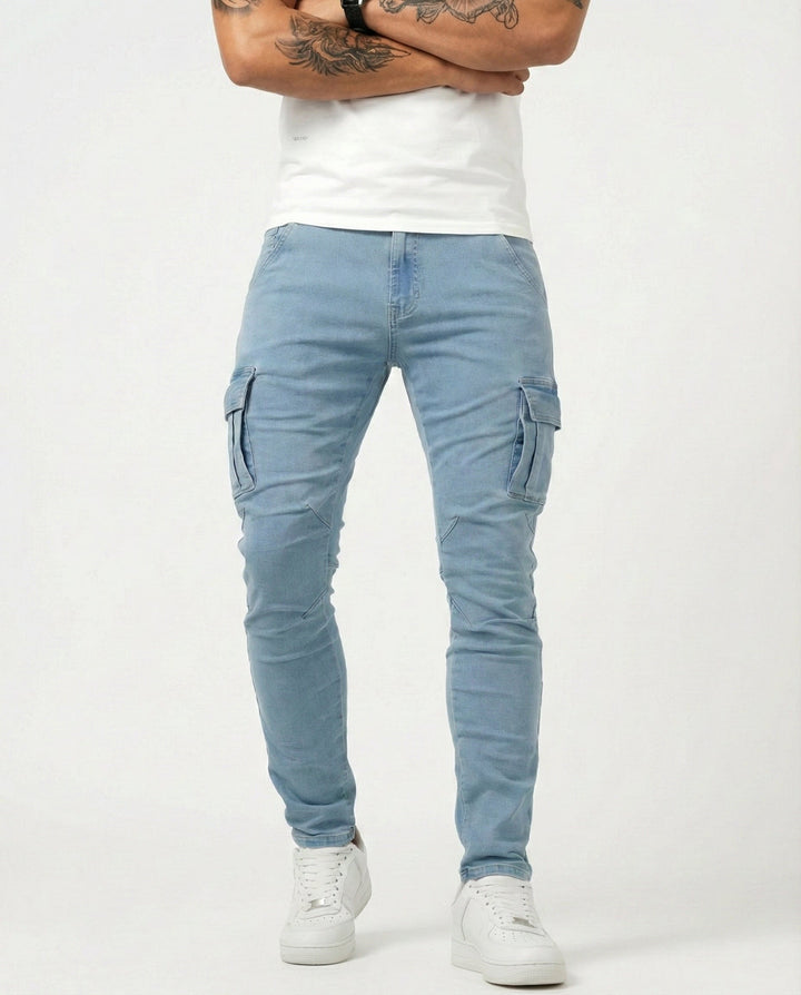 Elastic Navy Cargo Pants