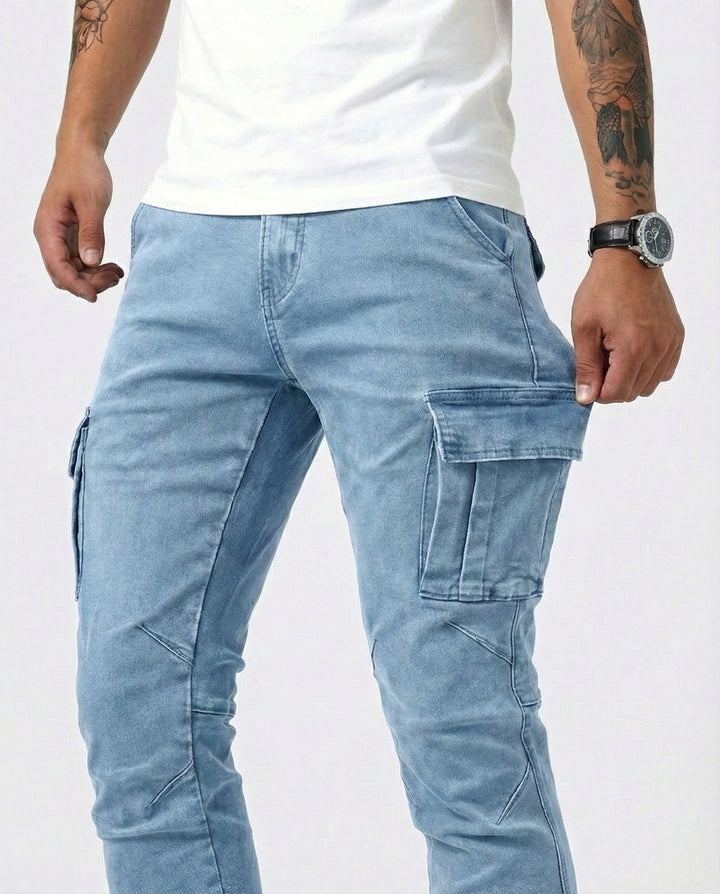 Elastic Navy Cargo Pants