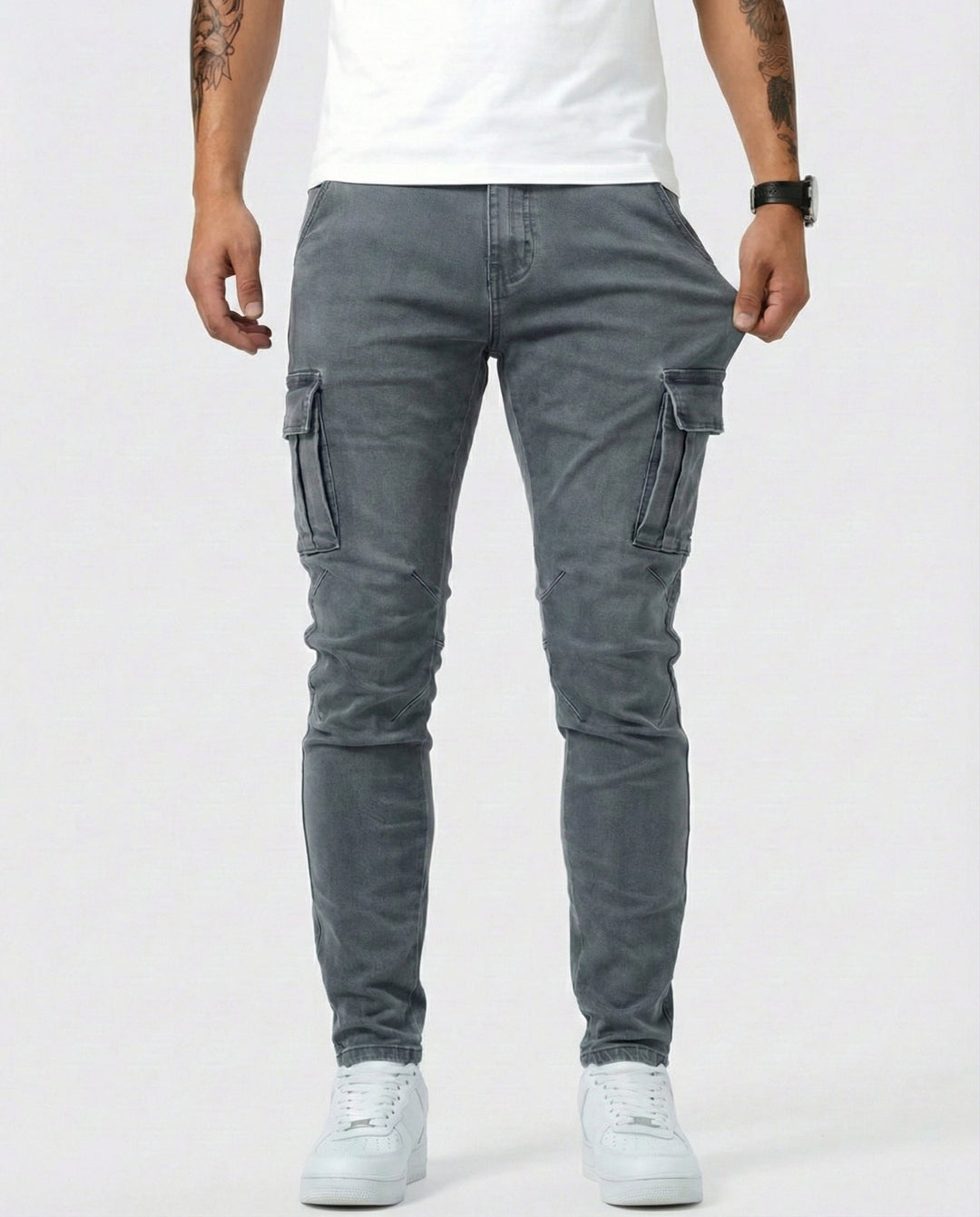 Elastic Navy Cargo Pants