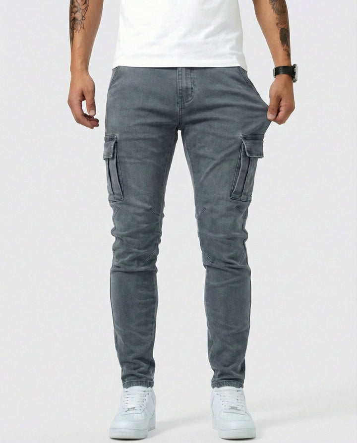 Elastic Navy Cargo Pants