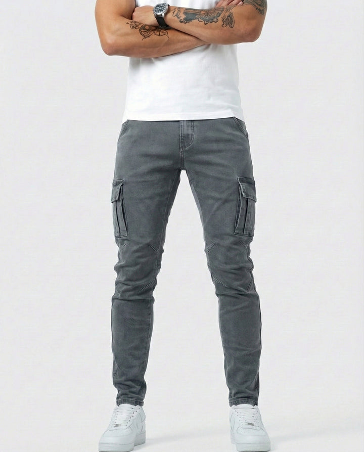 Elastic Navy Cargo Pants