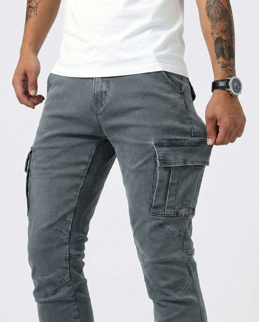 Elastic Navy Cargo Pants