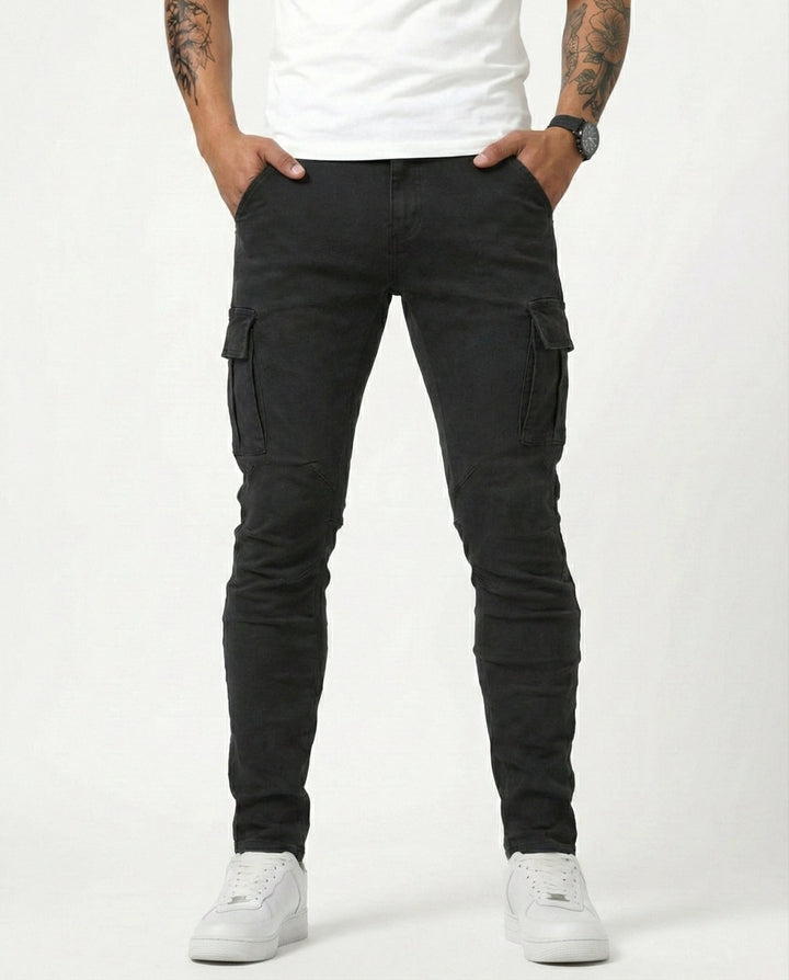 Elastic Navy Cargo Pants