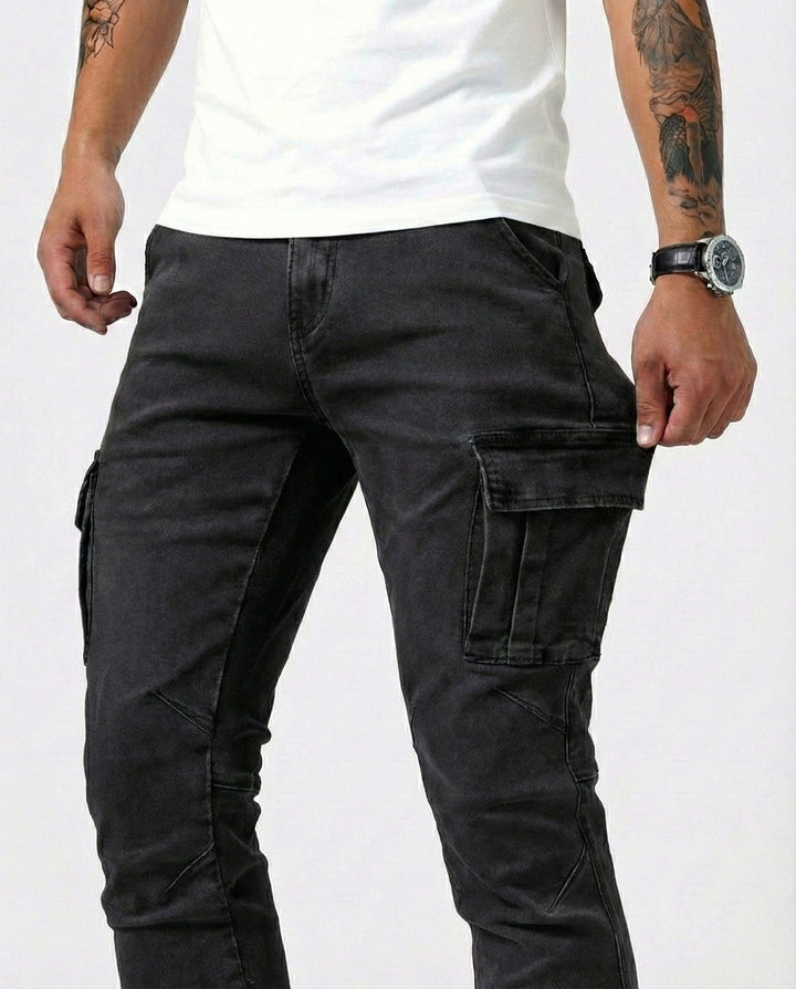 Elastic Navy Cargo Pants