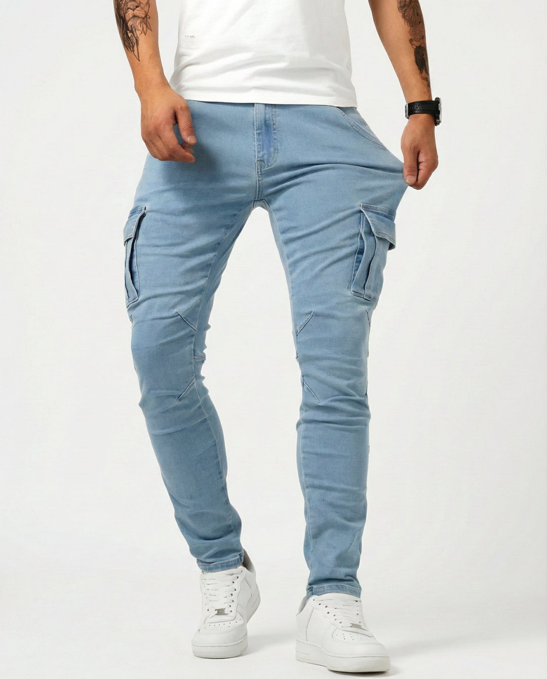 Elastic Navy Cargo Pants