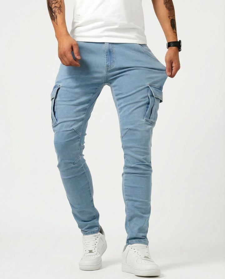 Elastic Navy Cargo Pants