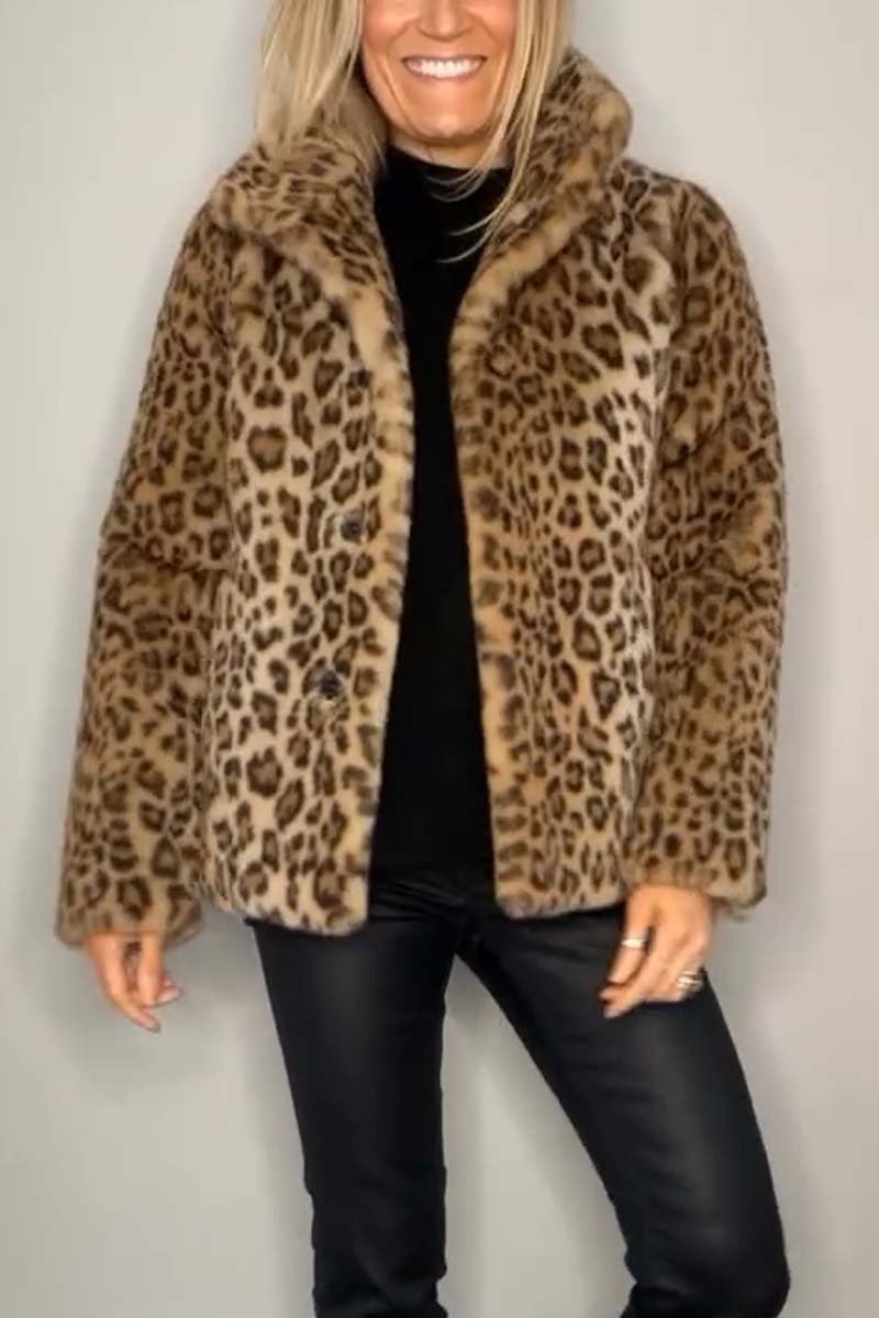 Valentina - Classic Women's Winter Coat With Leopard Print