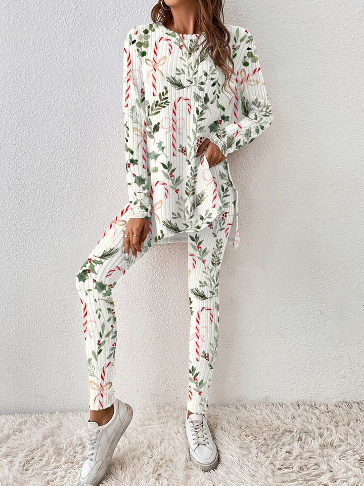 Zoe™ - Festive Candy Cane & Floral Homewear Set