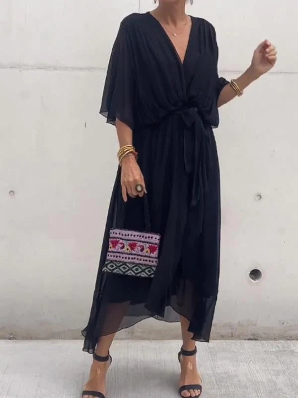 Fiorella - Elegant V-Neck Dress