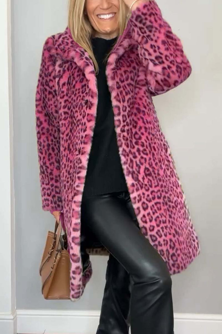 Valentina - Classic Women's Winter Coat With Leopard Print