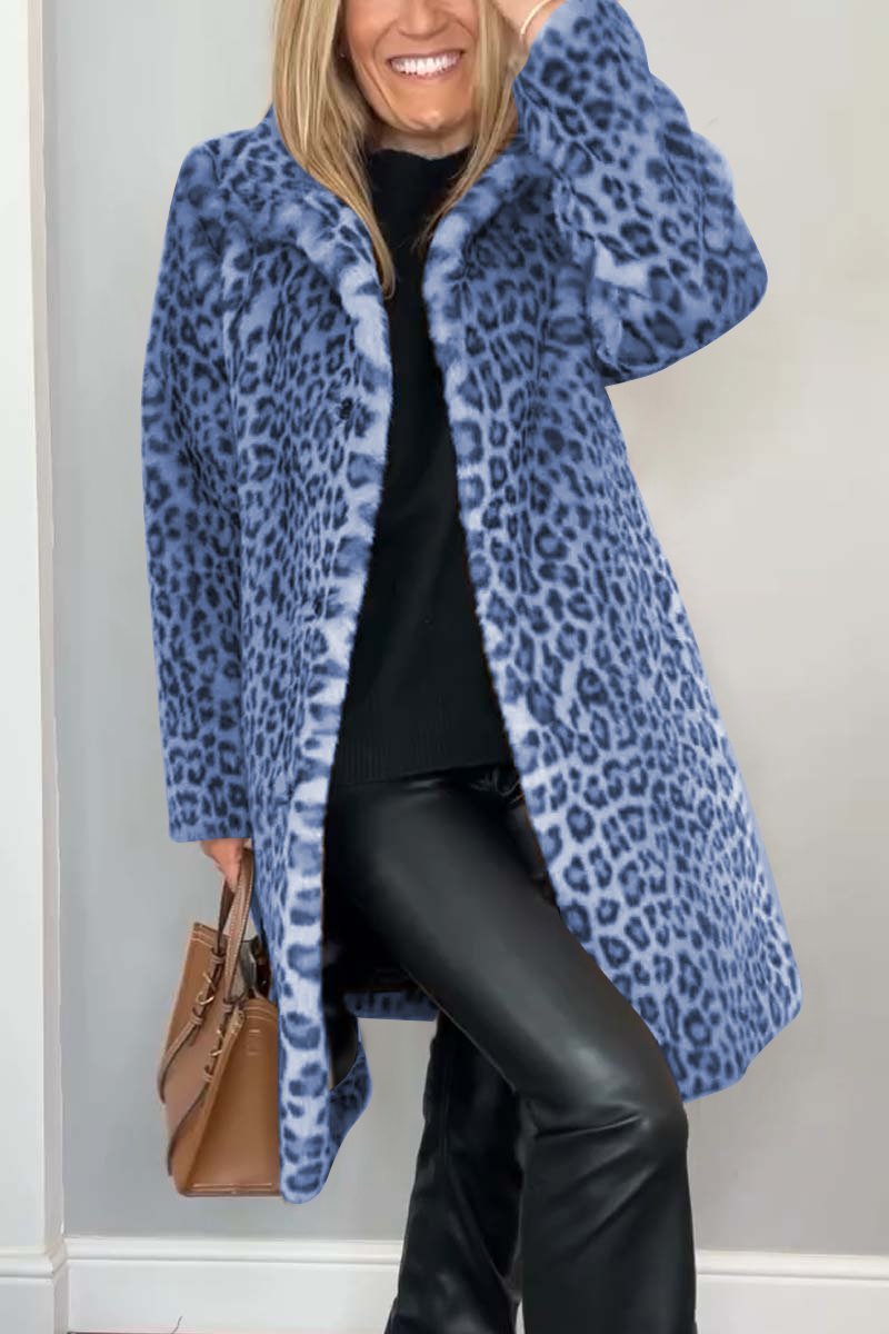 Valentina - Classic Women's Winter Coat With Leopard Print