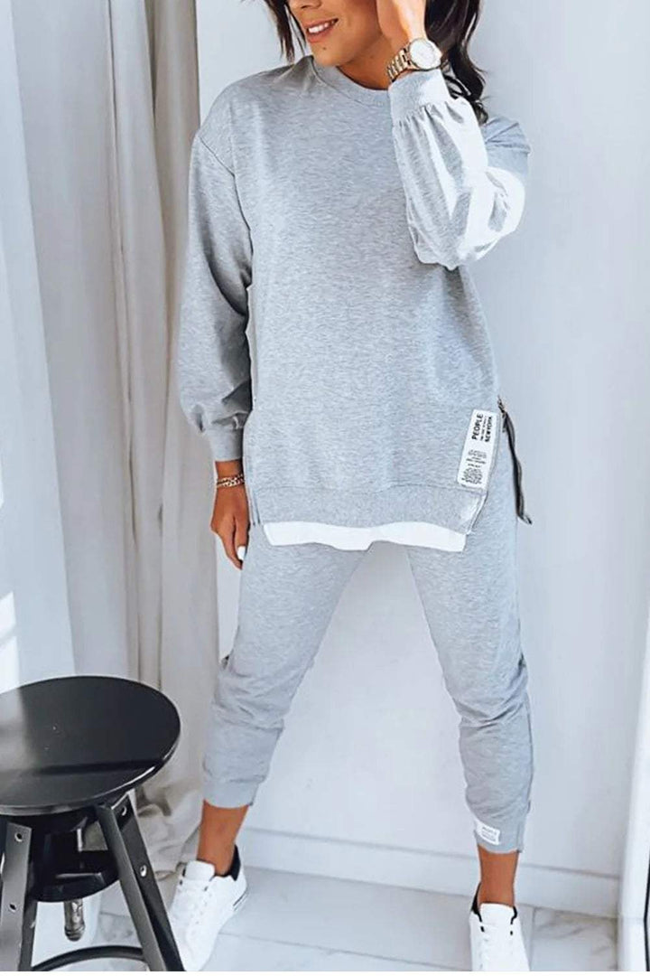LIANA - Women's Patchwork Two-Piece Top and Pants Sweatshirt