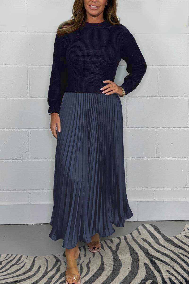 Dorotea - Long Sweater With Pleated Skirt