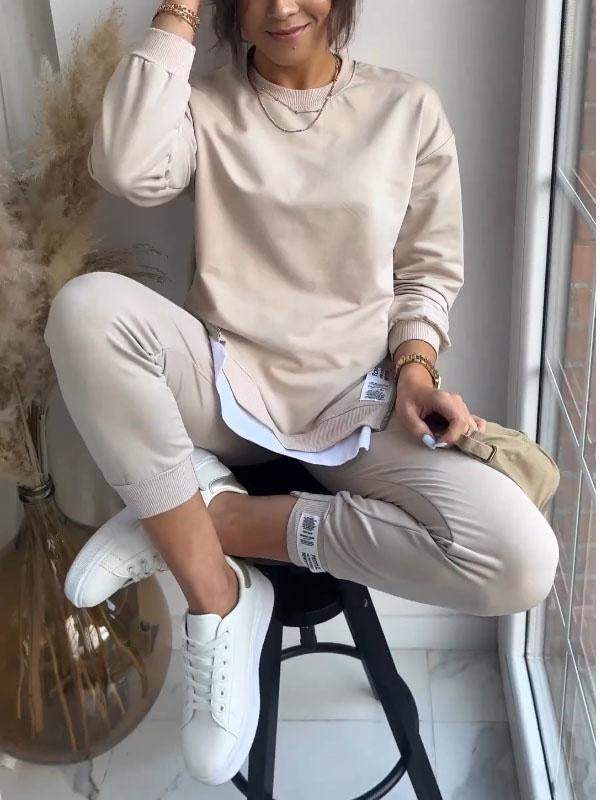LIANA - Women's Patchwork Two-Piece Top and Pants Sweatshirt