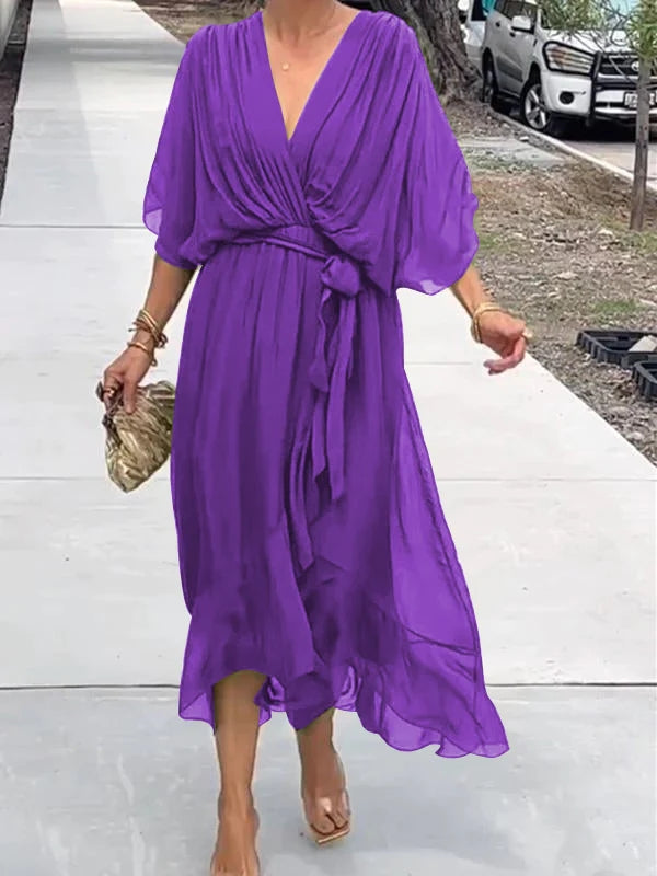 Fiorella - Elegant V-Neck Dress