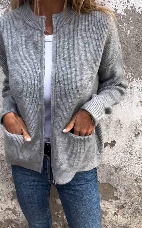 Aurora - Cotton Zipper Cardigan