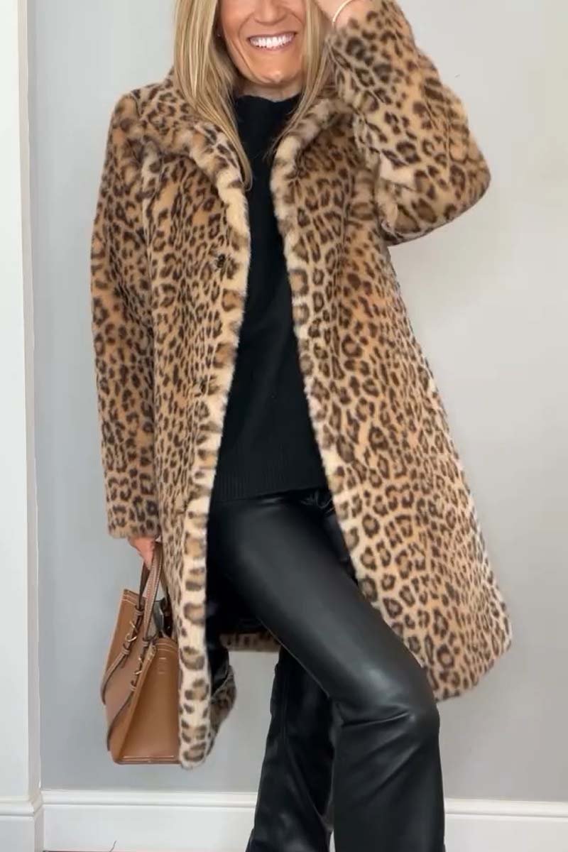 Valentina - Classic Women's Winter Coat With Leopard Print