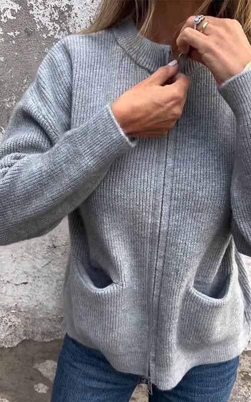 Aurora - Cotton Zipper Cardigan