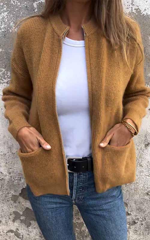Aurora - Cotton Zipper Cardigan
