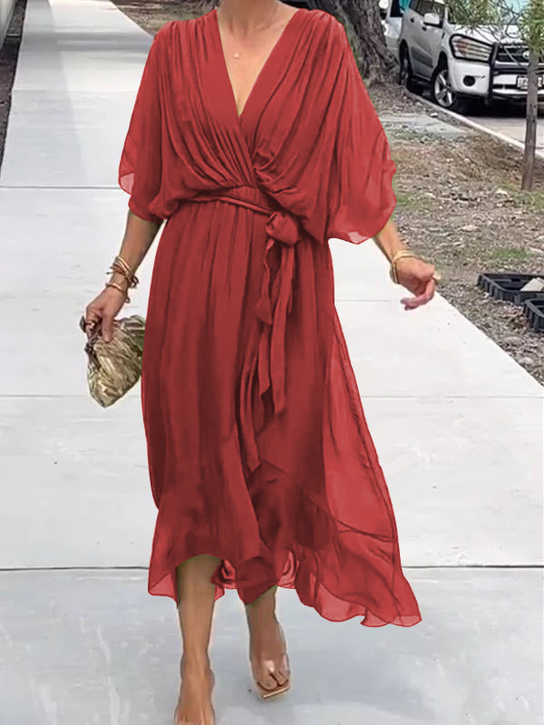 Fiorella - Elegant V-Neck Dress