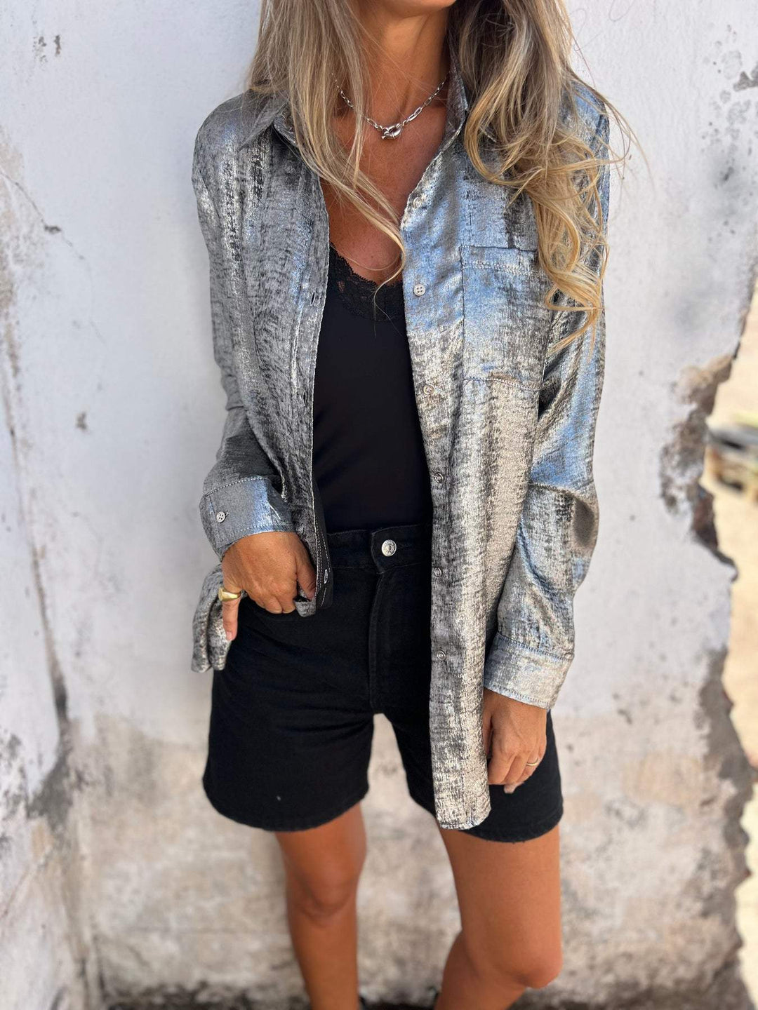 Damen Langarmshirt mit Tasche