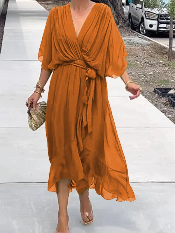 Fiorella - Elegant V-Neck Dress