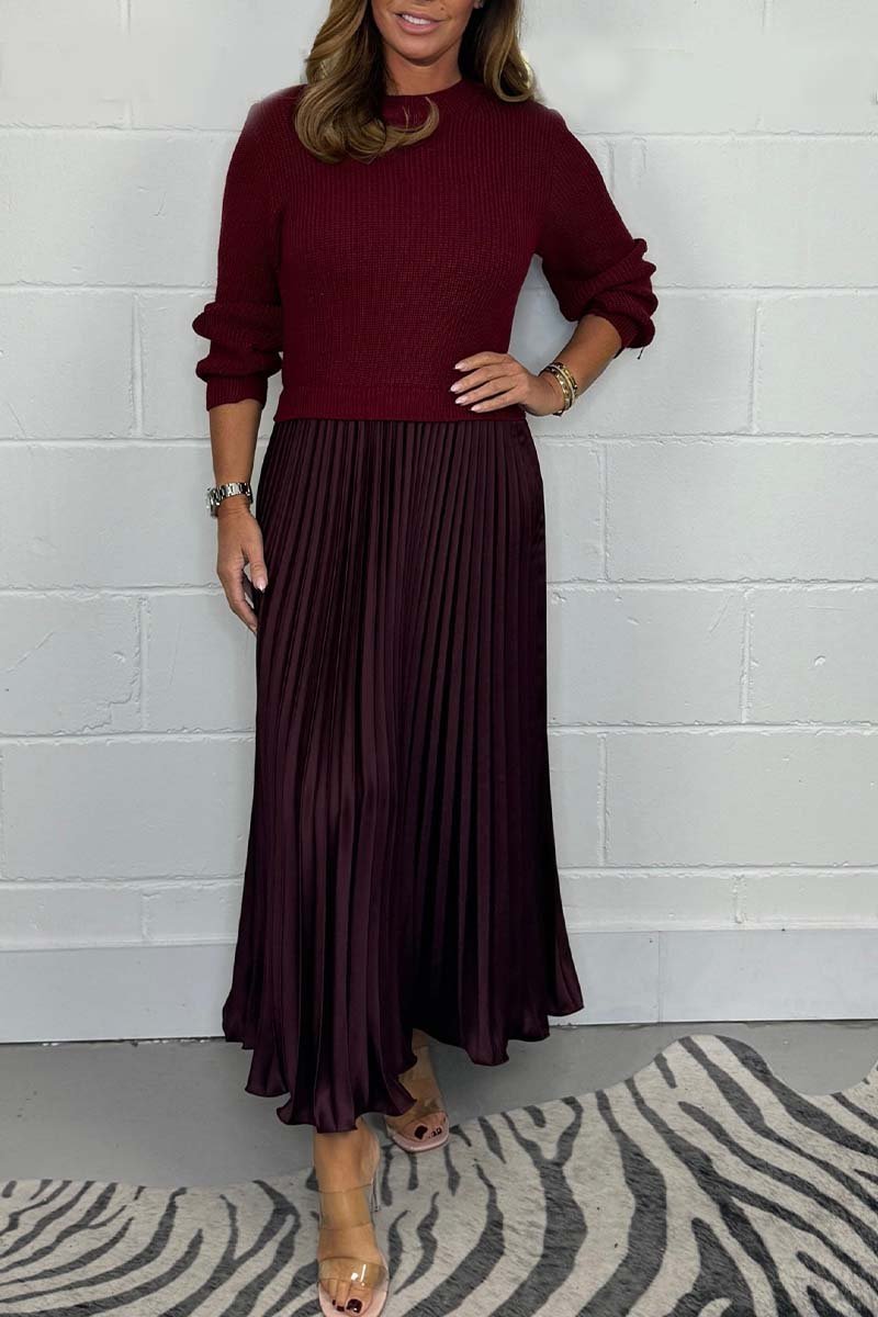 Dorotea - Long Sweater With Pleated Skirt