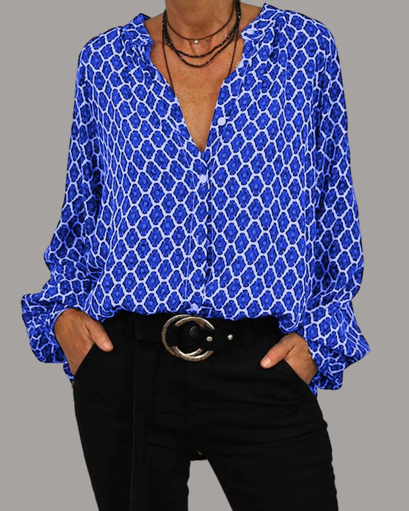 Emily - Relaxed V-Neck Midi Shirt