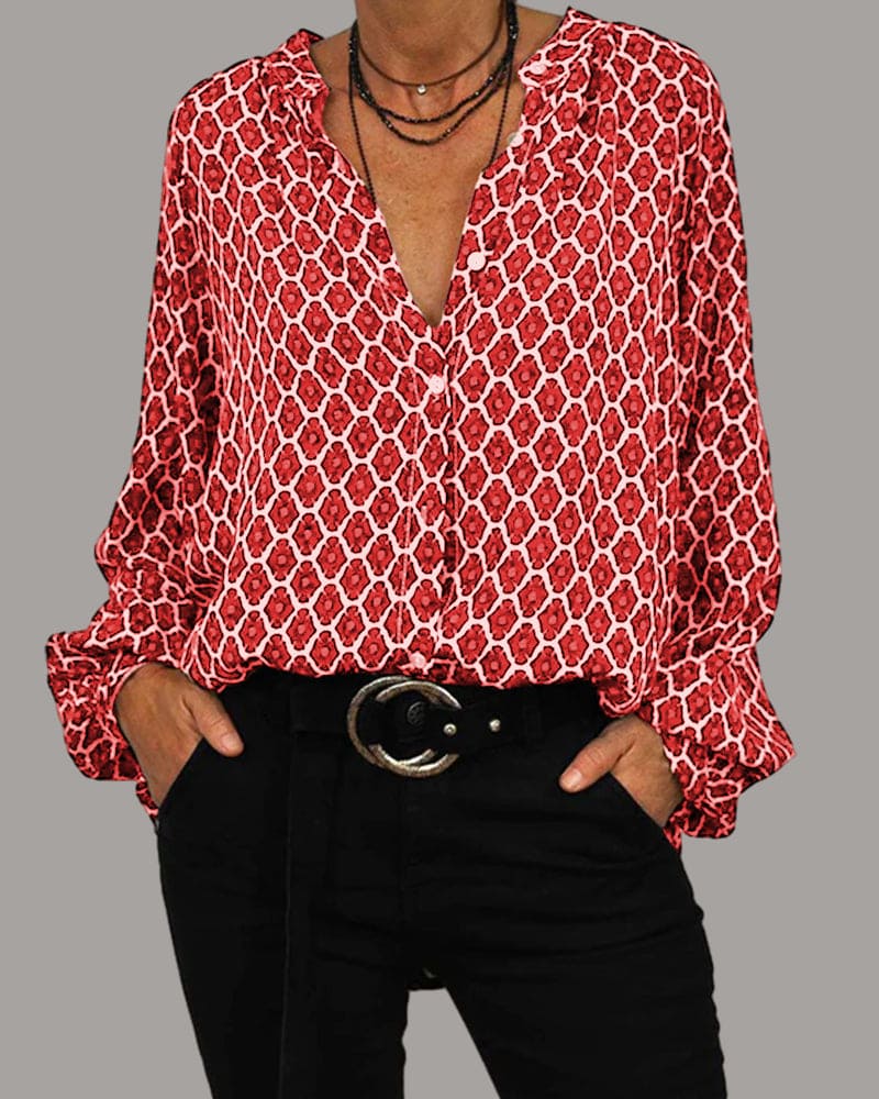 Emily - Relaxed V-Neck Midi Shirt