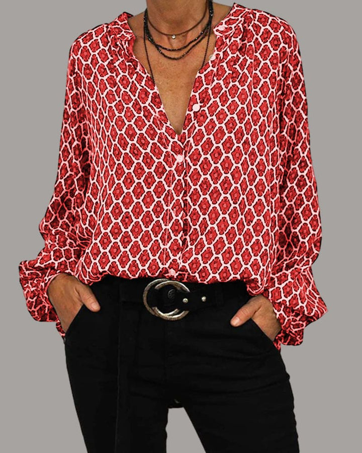 Emily - Relaxed V-Neck Midi Shirt