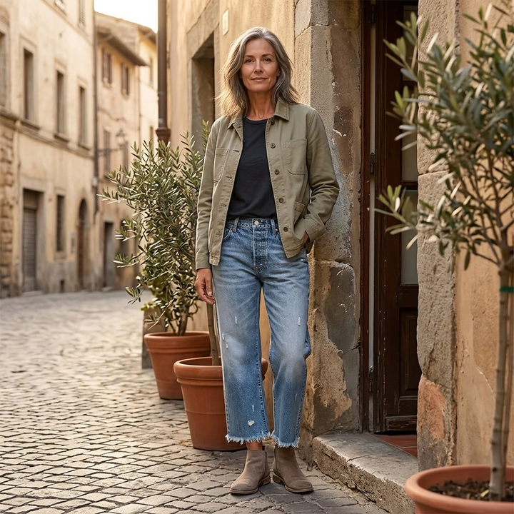Vivara™ – Vintage-inspired, cropped straight-leg jeans with fringe