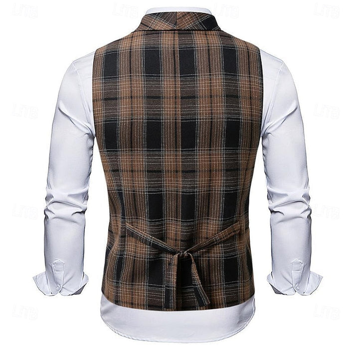 James | Men's checked vest with buttons and pockets