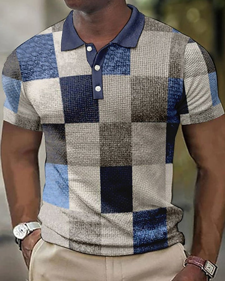 Lovi™ - Short-sleeved Checkered Polo Shirt