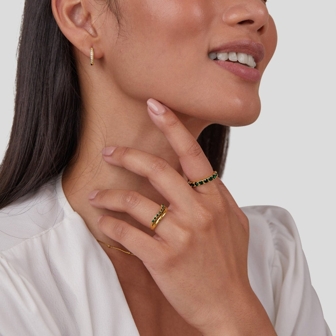 Carmen - Layered ring in emerald green