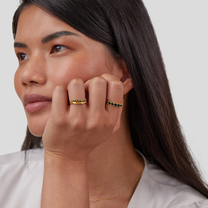 Carmen - Layered ring in emerald green