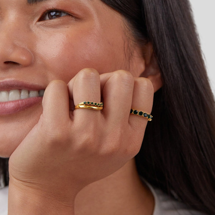 Carmen - Layered ring in emerald green