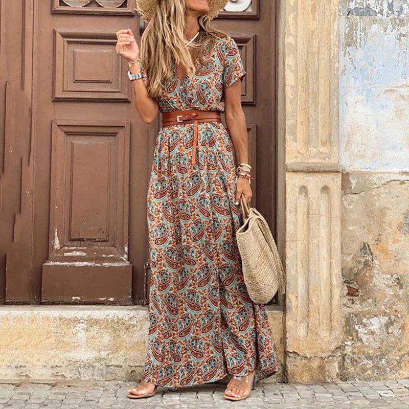 Liora | Hippie Style Maxi Ibiza Dress + FREE Belt