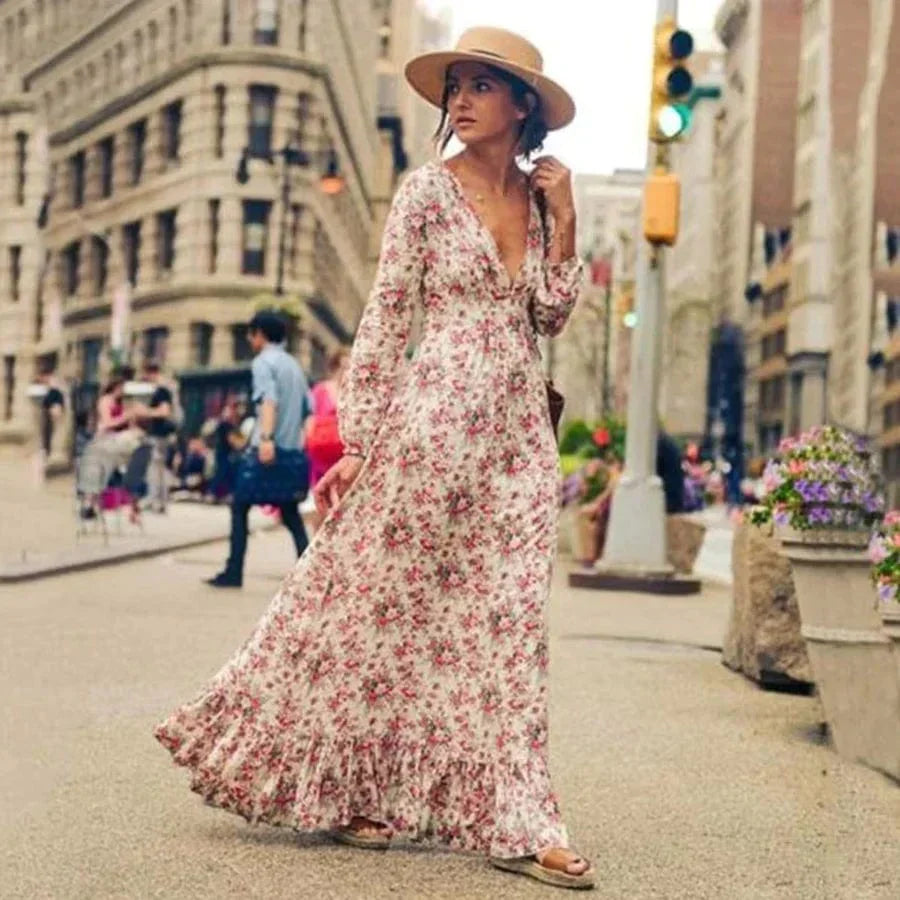 Ilse™ - Maxi Ibiza Style Floral Dress