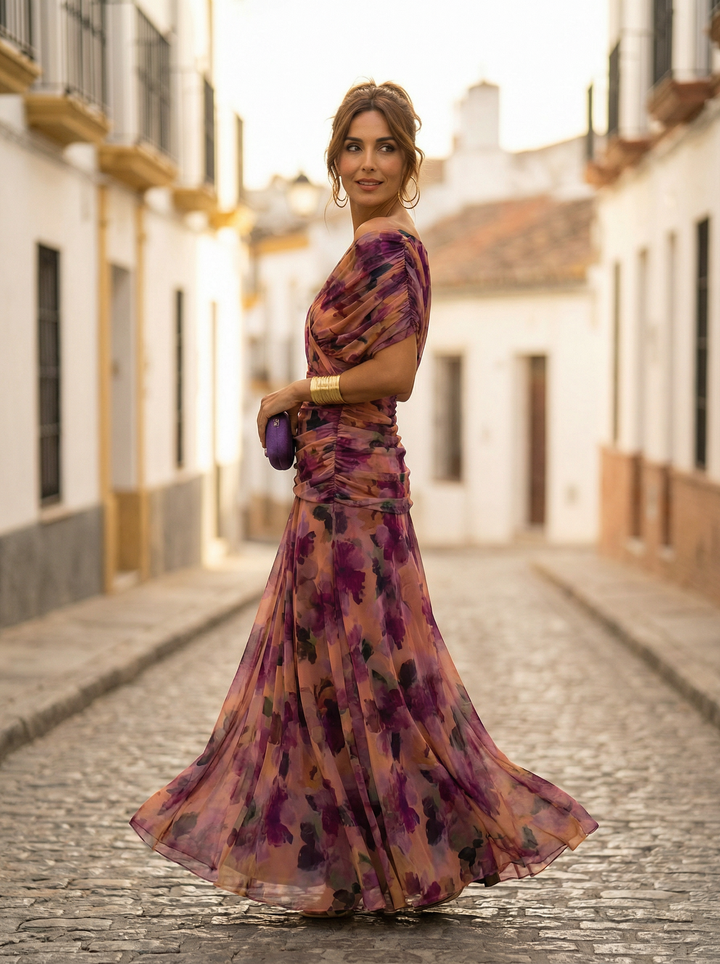 Leo | Women's Off-Shoulder V-Neck Maxi Dress