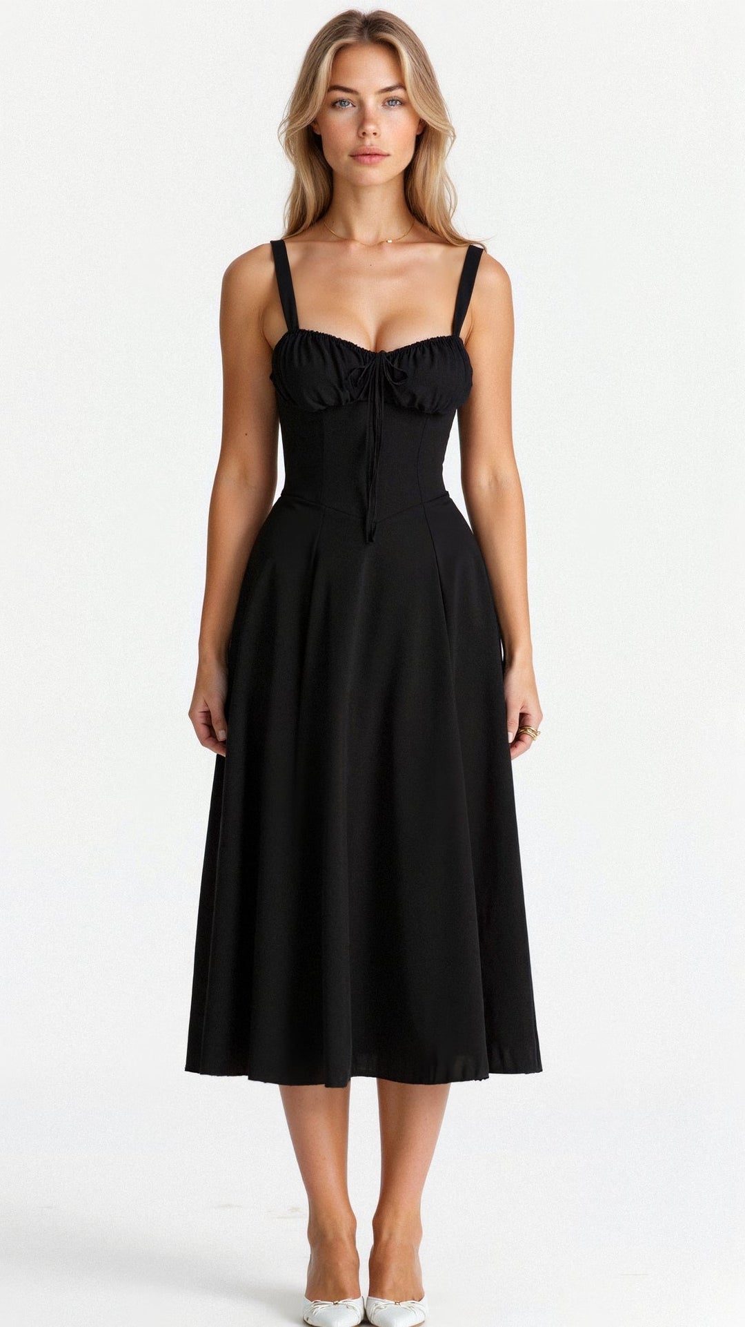 Margaret | Women's Corset Midi Dress with Side Slit
