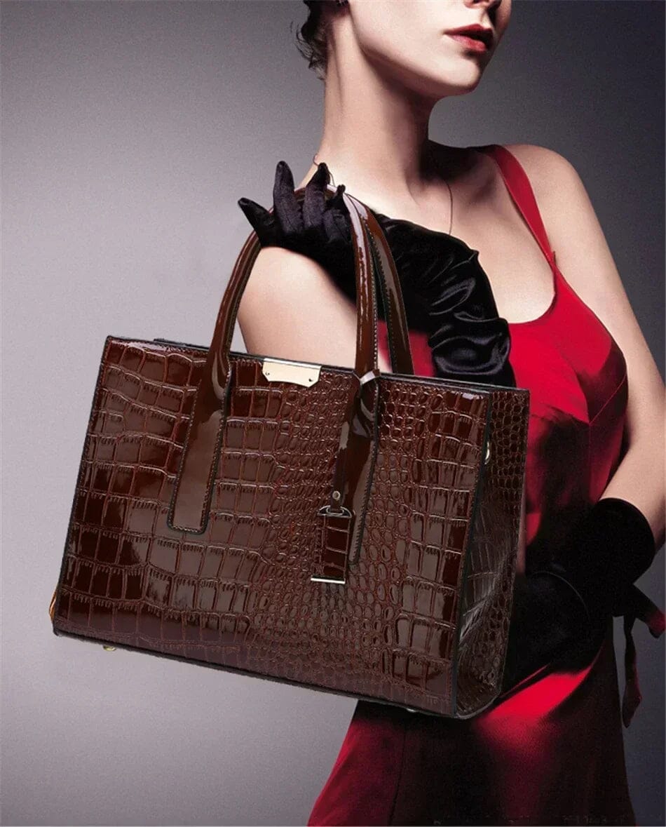 New York Crocodile Embossed Handbag