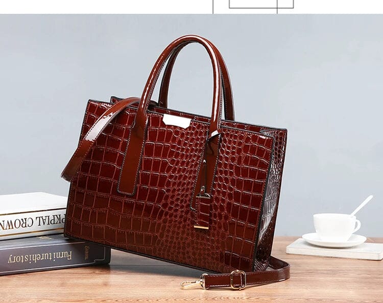 New York Crocodile Embossed Handbag