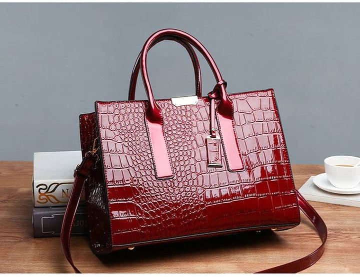 New York Crocodile Embossed Handbag