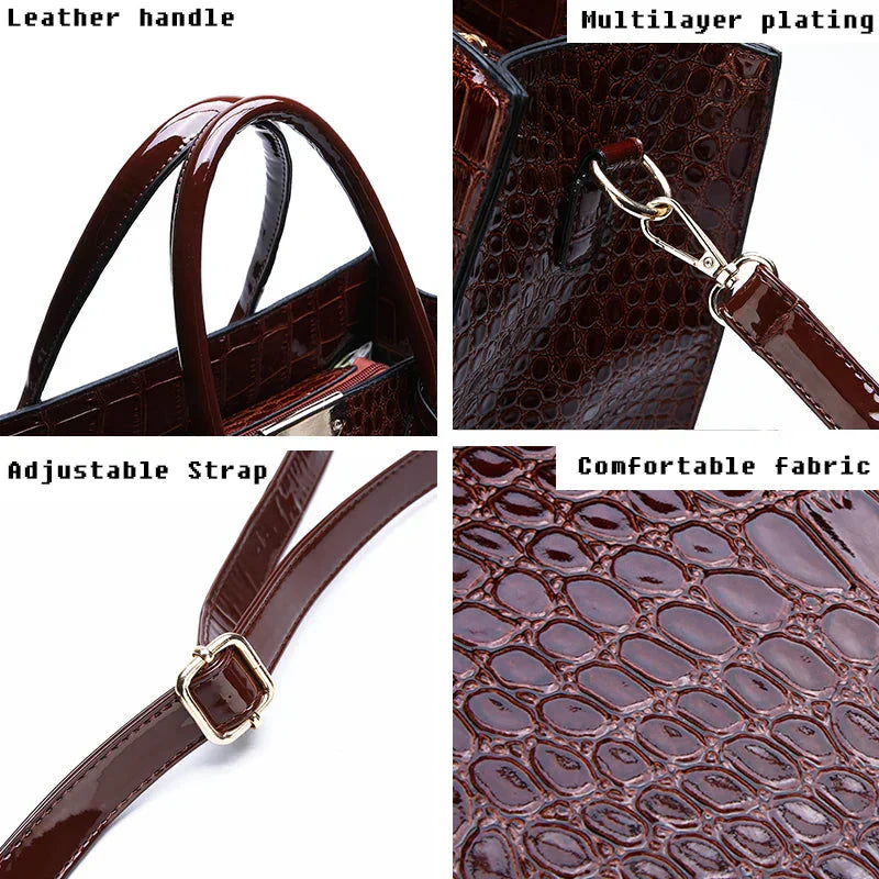 New York Crocodile Embossed Handbag
